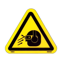 Warning Label Flying Debris and Loud Noise